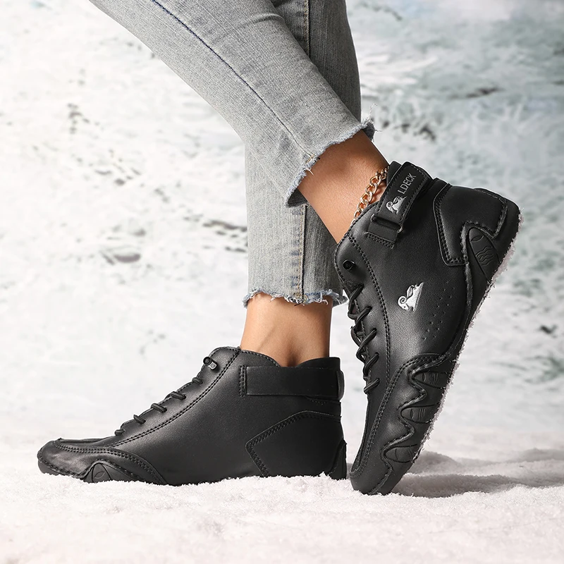 Boots for Women Winter Shoes Waterproof Ankle Boots Luxury Comfortable Warm Fur Plush Snow Boot Leather Casual Short Boots