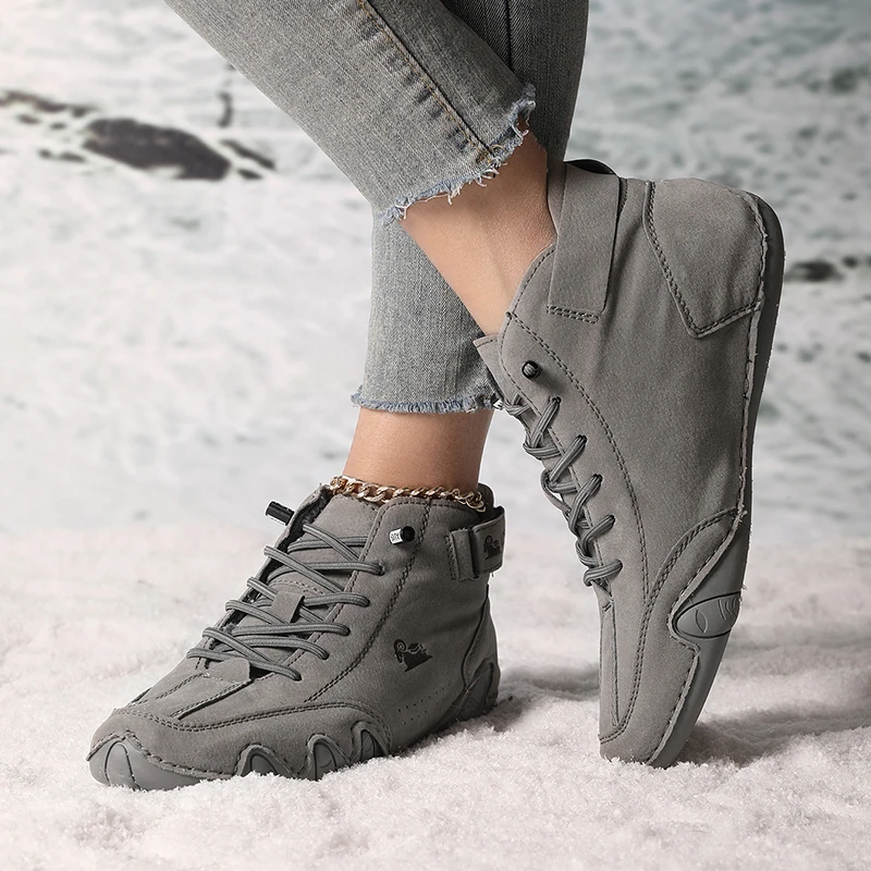 Boots for Women Winter Shoes Waterproof Ankle Boots Luxury Comfortable Warm Fur Plush Snow Boot Leather Casual Short Boots