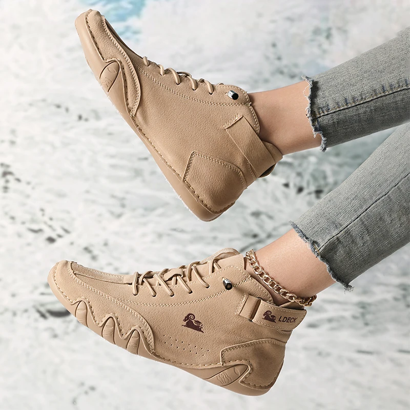 Boots for Women Winter Shoes Waterproof Ankle Boots Luxury Comfortable Warm Fur Plush Snow Boot Leather Casual Short Boots