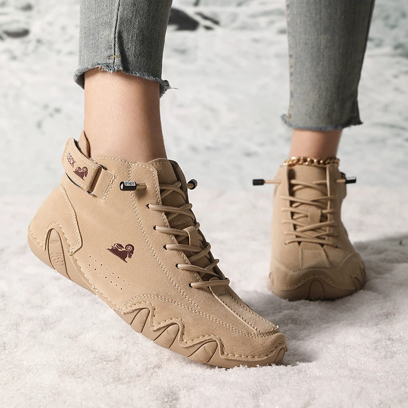Boots for Women Winter Shoes Waterproof Ankle Boots Luxury Comfortable Warm Fur Plush Snow Boot Leather Casual Short Boots