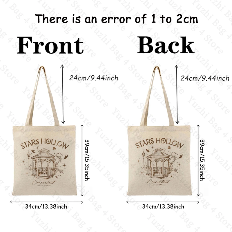Stars Hollow Pattern Canvas Shopping Bag Portable Shoulder Bag Trendy Large Capacity Tote Bag for Daily Life Aesthetics Trend