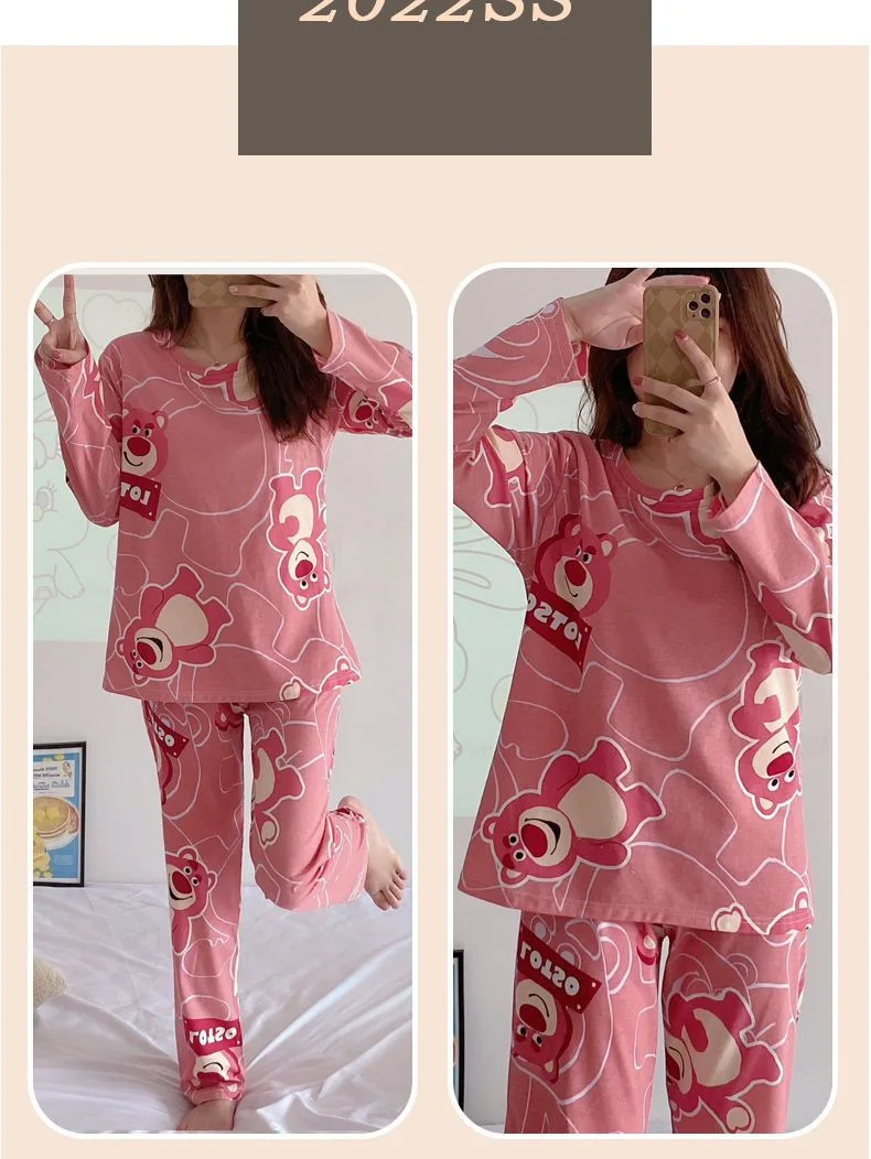 Plus Size New with Chest Pad Spring Long Sleeve Loose Home Casual Wearable Comfortable Stylish Trendy Ins Cute Women's Pajamas