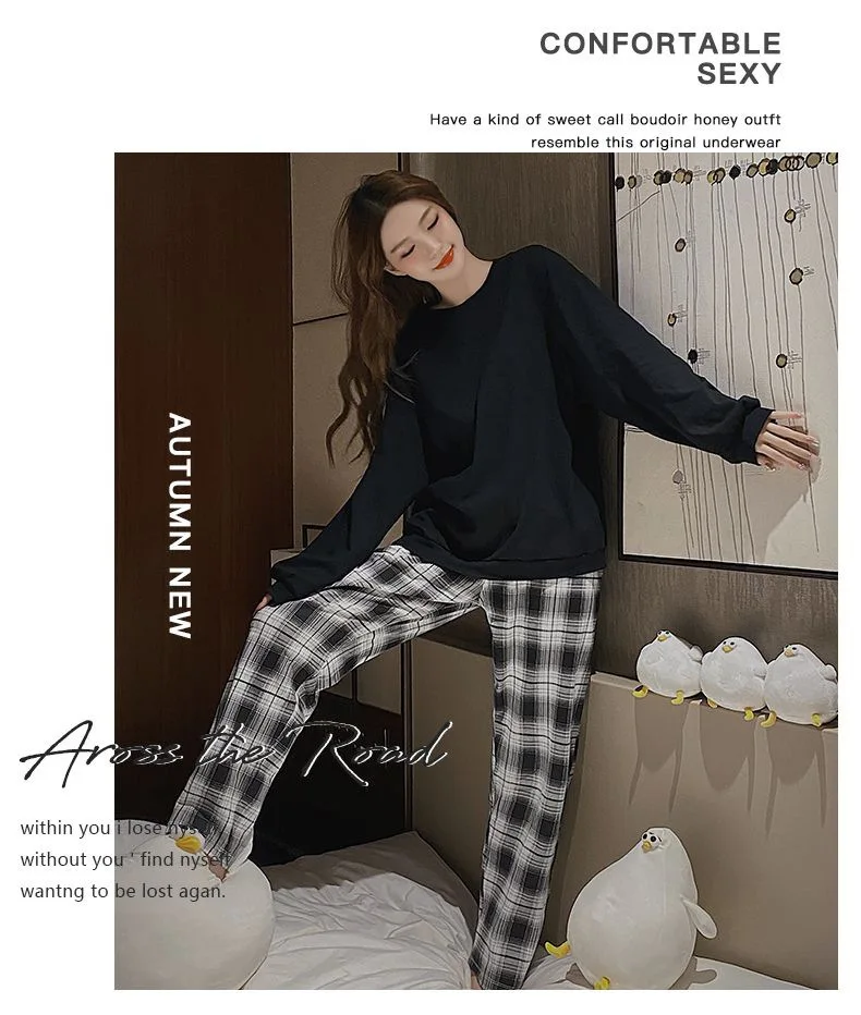 Plus Size New with Chest Pad Spring Long Sleeve Loose Home Casual Wearable Comfortable Stylish Trendy Ins Cute Women's Pajamas