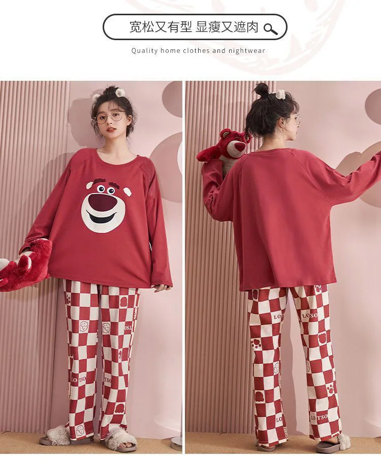 Plus Size New with Chest Pad Spring Long Sleeve Loose Home Casual Wearable Comfortable Stylish Trendy Ins Cute Women's Pajamas