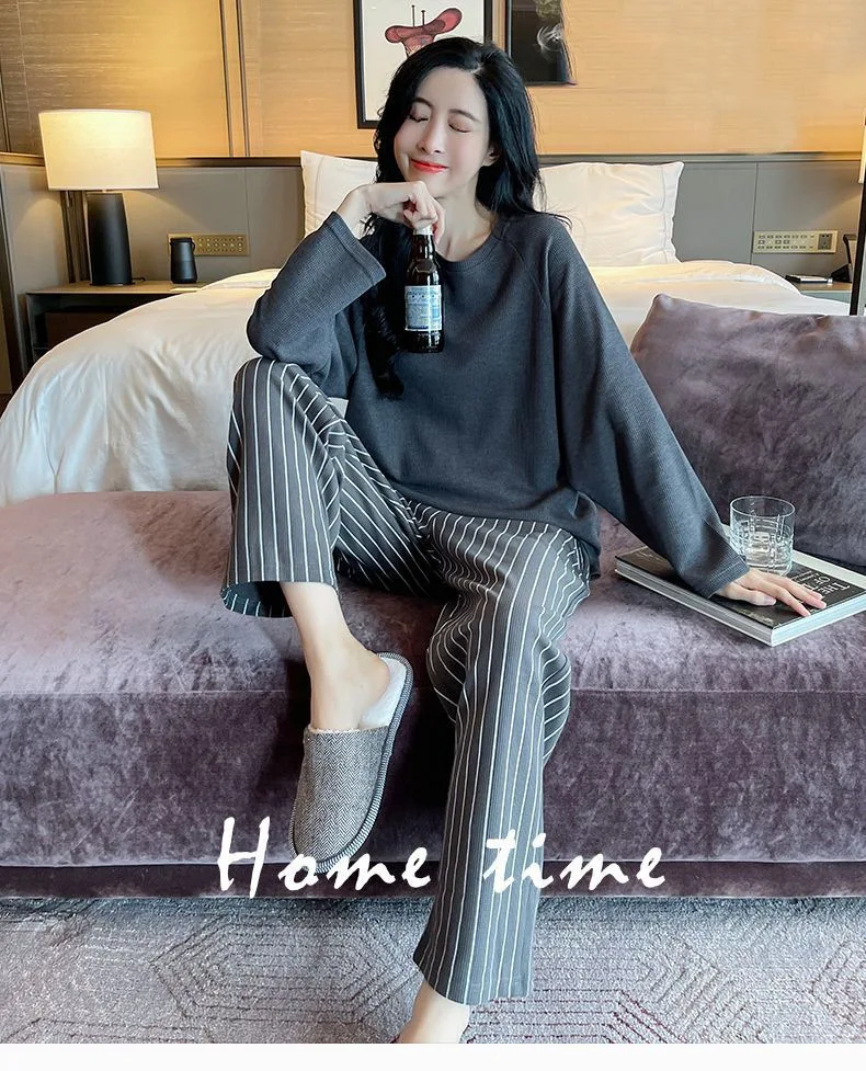 Plus Size New with Chest Pad Spring Long Sleeve Loose Home Casual Wearable Comfortable Stylish Trendy Ins Cute Women's Pajamas