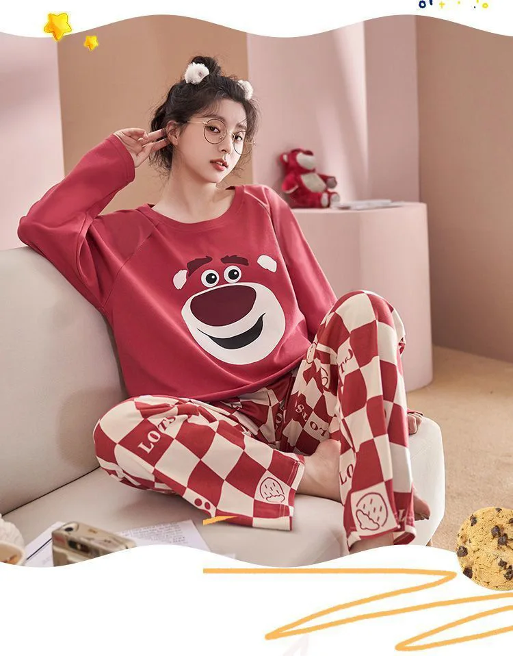 Plus Size New with Chest Pad Spring Long Sleeve Loose Home Casual Wearable Comfortable Stylish Trendy Ins Cute Women's Pajamas