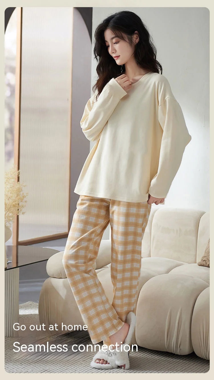 Plus Size New with Chest Pad Spring Long Sleeve Loose Home Casual Wearable Comfortable Stylish Trendy Ins Cute Women's Pajamas