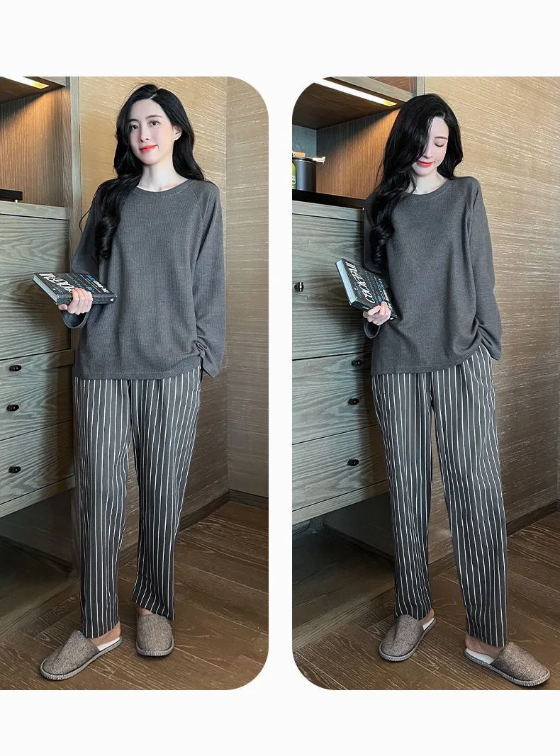 Plus Size New with Chest Pad Spring Long Sleeve Loose Home Casual Wearable Comfortable Stylish Trendy Ins Cute Women's Pajamas