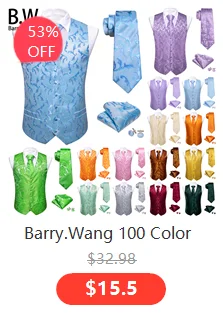 Barry.Wang Men Vest Jacquard Green Blue Red Gold Pink Waistcoat Tie Hanky Cufflinks Set Wedding Business Sleeveless Jacket
