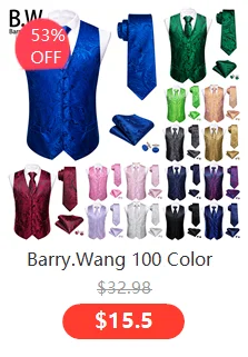 Barry.Wang Men Vest Jacquard Green Blue Red Gold Pink Waistcoat Tie Hanky Cufflinks Set Wedding Business Sleeveless Jacket