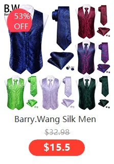 Barry.Wang Men Vest Jacquard Green Blue Red Gold Pink Waistcoat Tie Hanky Cufflinks Set Wedding Business Sleeveless Jacket