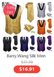 Barry.Wang Men Vest Jacquard Green Blue Red Gold Pink Waistcoat Tie Hanky Cufflinks Set Wedding Business Sleeveless Jacket