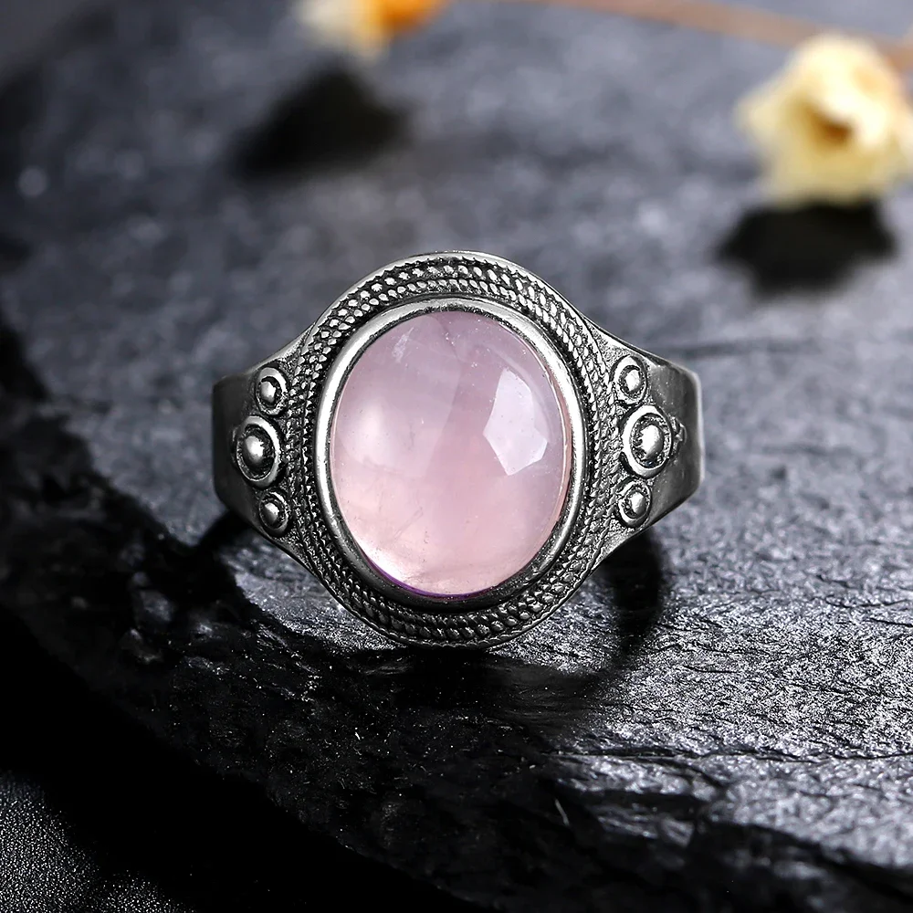 8*10MM Natural Stone Rings for Women Men Retro S925 Silver Plated Tiger Eye Moonstone Ring Party Gift Luxury Fine Jewelry FCGJHW