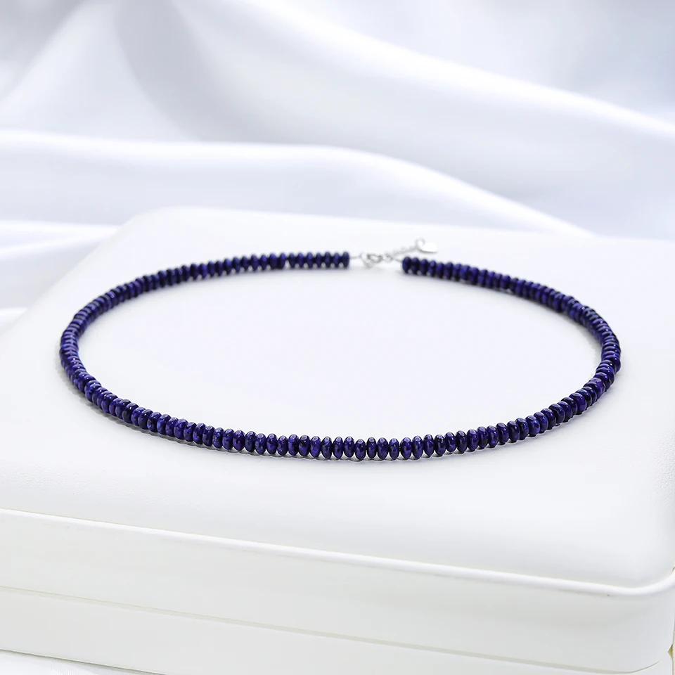 4MM Natural Stone Necklace 925 Sterling Silver Tourmaline Handwork Choker Jewelry For Women Trending Products Aquamarine
