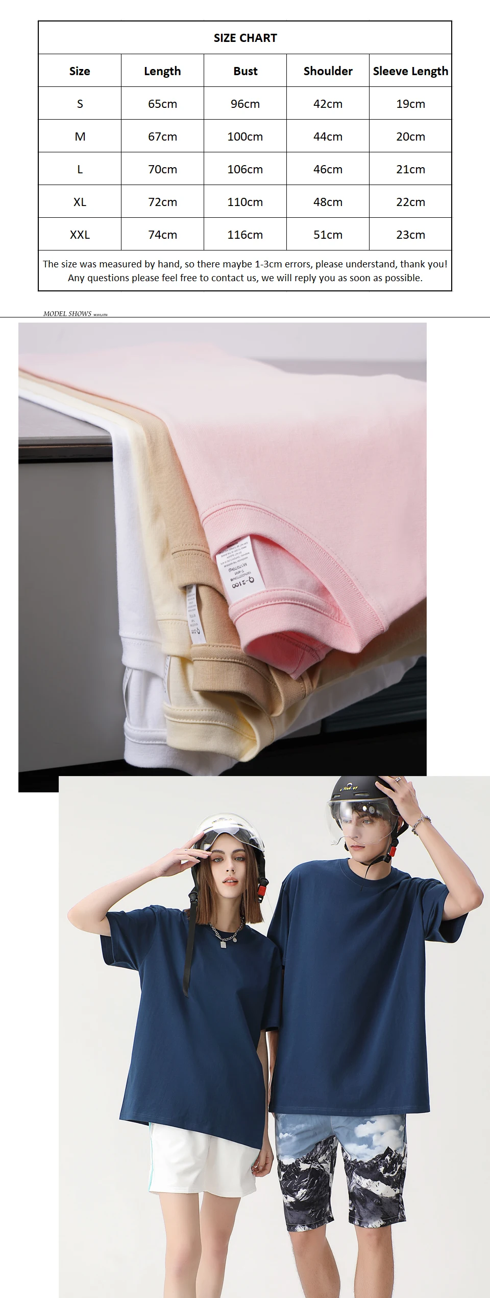 WAVLATII New 100% Cotton Casual T Shirts for Women Female 210 GSM Oversized Soft Tees Unisex Short Sleeve Summer Tops WT2401