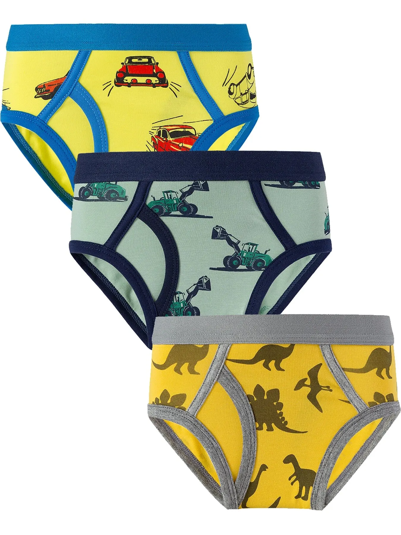 3Pcs Boys Cartoon Car Print Underwear Set Cozy Comfy Top Gift For Boys