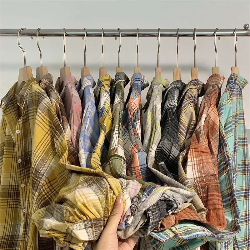 Plaid Shirt Women Autumn Long Sleeve Top Female Vintage Fashion Single Breasted Blouse Ladies Preppy Style Loose Check Shirts