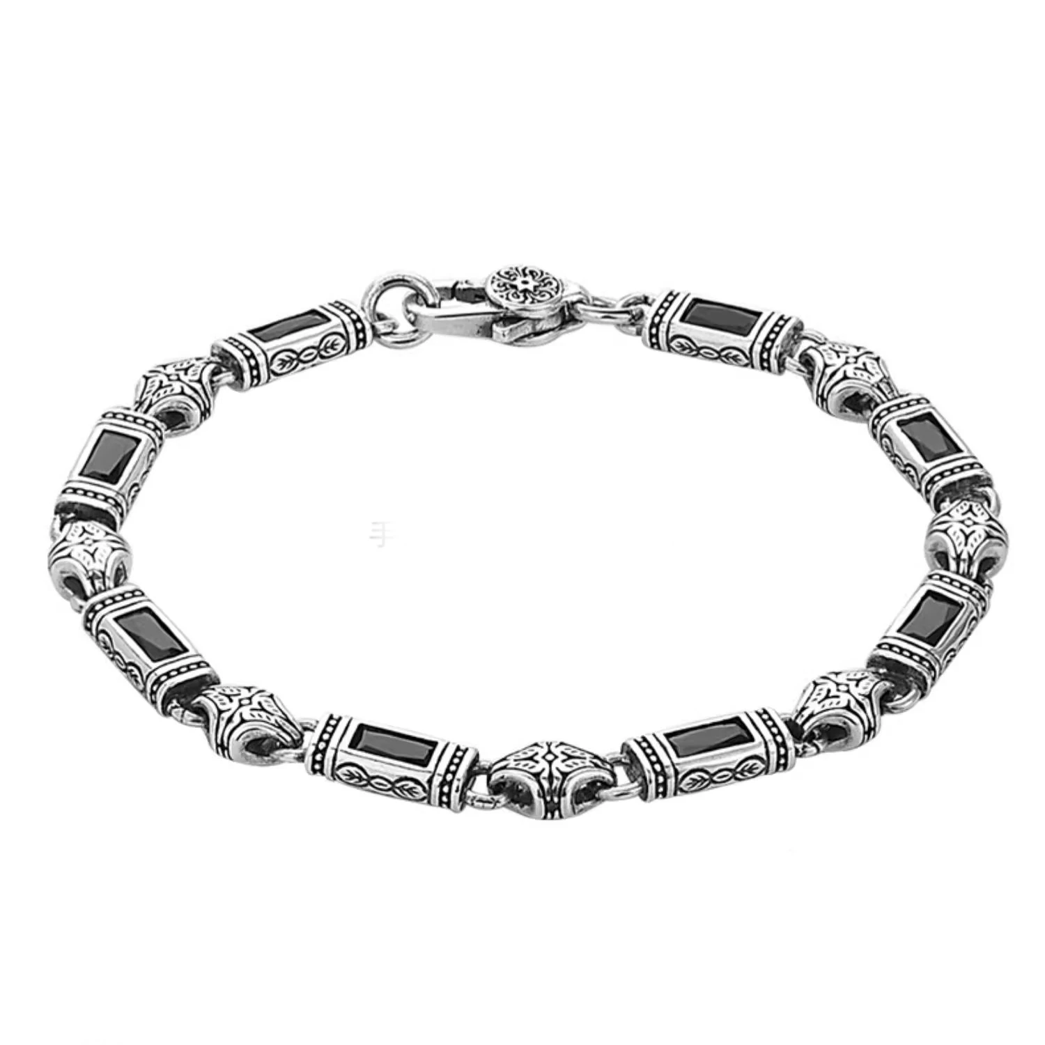 HX Silver Color Tang Grass Pattern Bracelet for Men and Women Fashion Türkiye Style Luxury Handwear New Jewelry