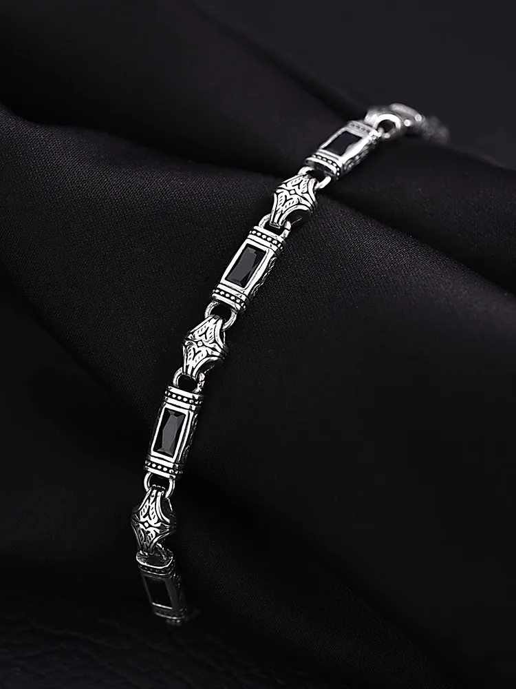 HX Silver Color Tang Grass Pattern Bracelet for Men and Women Fashion Türkiye Style Luxury Handwear New Jewelry