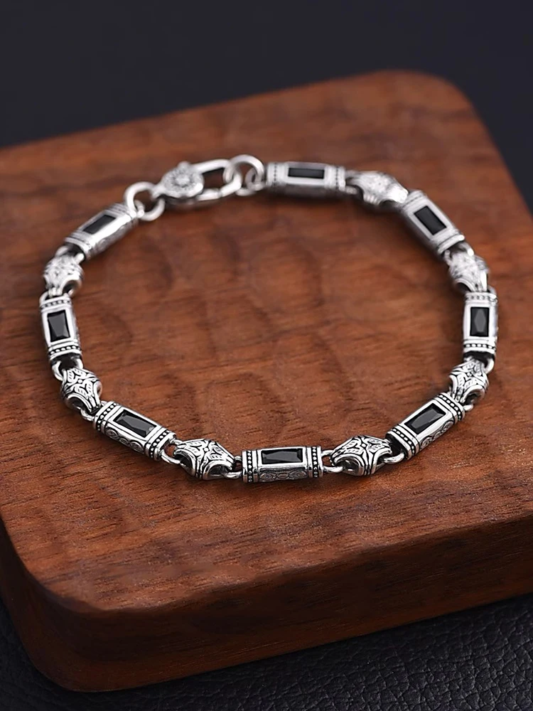 HX Silver Color Tang Grass Pattern Bracelet for Men and Women Fashion Türkiye Style Luxury Handwear New Jewelry