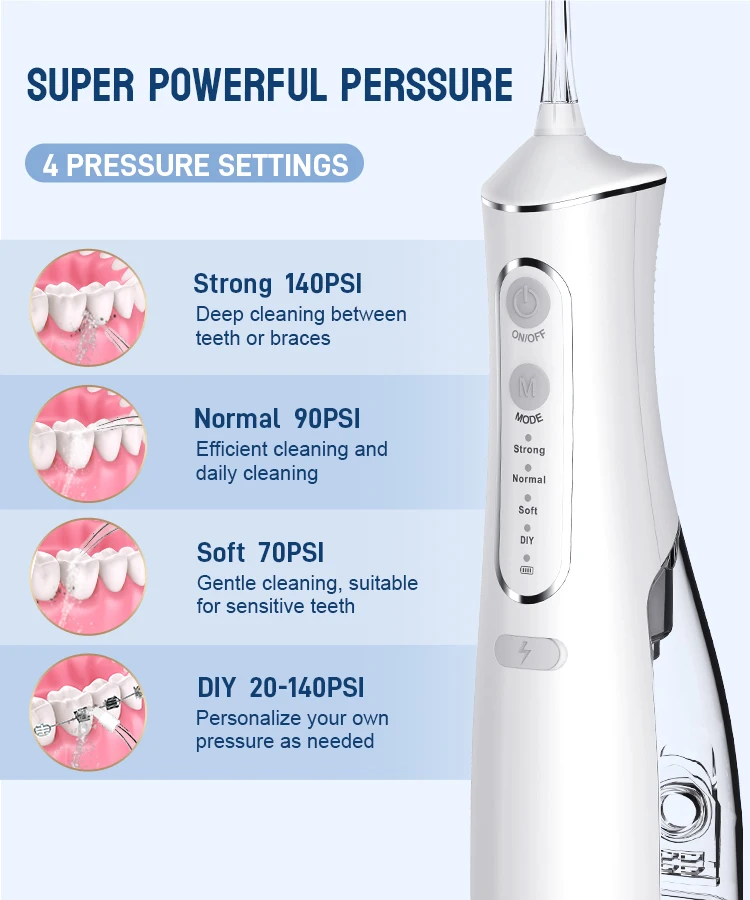 Household scalers Electric water flosser Portable oral irrigator for teeth cleaning 300ml Water Tank Smart Oral Cleaner