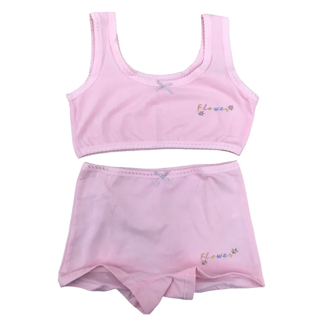 Girl Bra Boxers Set Cute Floral Strawberry Prints Teens Underwear Size 130-160 Big Girl Underwear Bra Panties Set