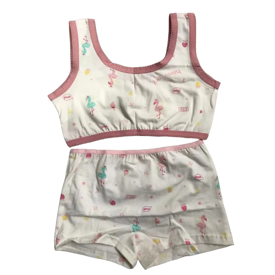 Girl Bra Boxers Set Cute Floral Strawberry Prints Teens Underwear Size 130-160 Big Girl Underwear Bra Panties Set