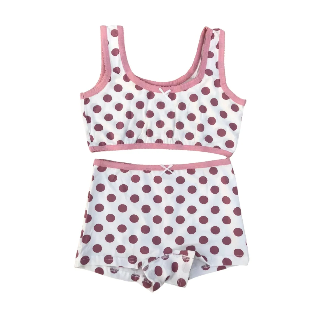 Girl Bra Boxers Set Cute Floral Strawberry Prints Teens Underwear Size 130-160 Big Girl Underwear Bra Panties Set