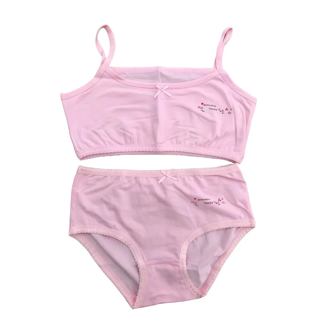 Girl Bra Boxers Set Cute Floral Strawberry Prints Teens Underwear Size 130-160 Big Girl Underwear Bra Panties Set