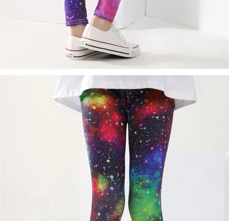 Girls' Pants Summer Thin Children's Elastic Leggings Baby Milk Screen Printed Floral Long Pants Slim Fit Ages 3-11Y