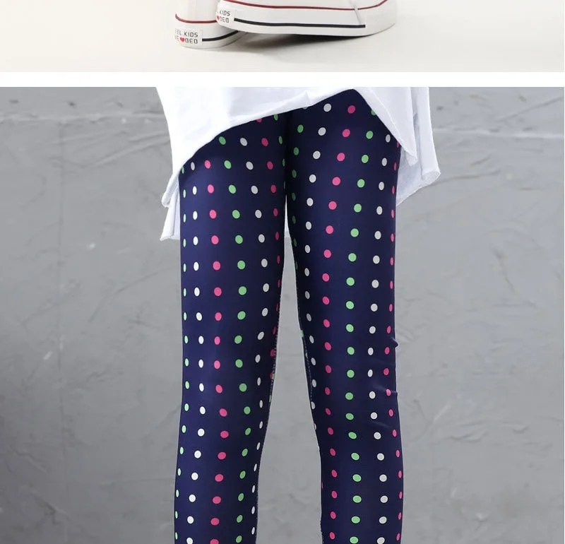 Girls' Pants Summer Thin Children's Elastic Leggings Baby Milk Screen Printed Floral Long Pants Slim Fit Ages 3-11Y