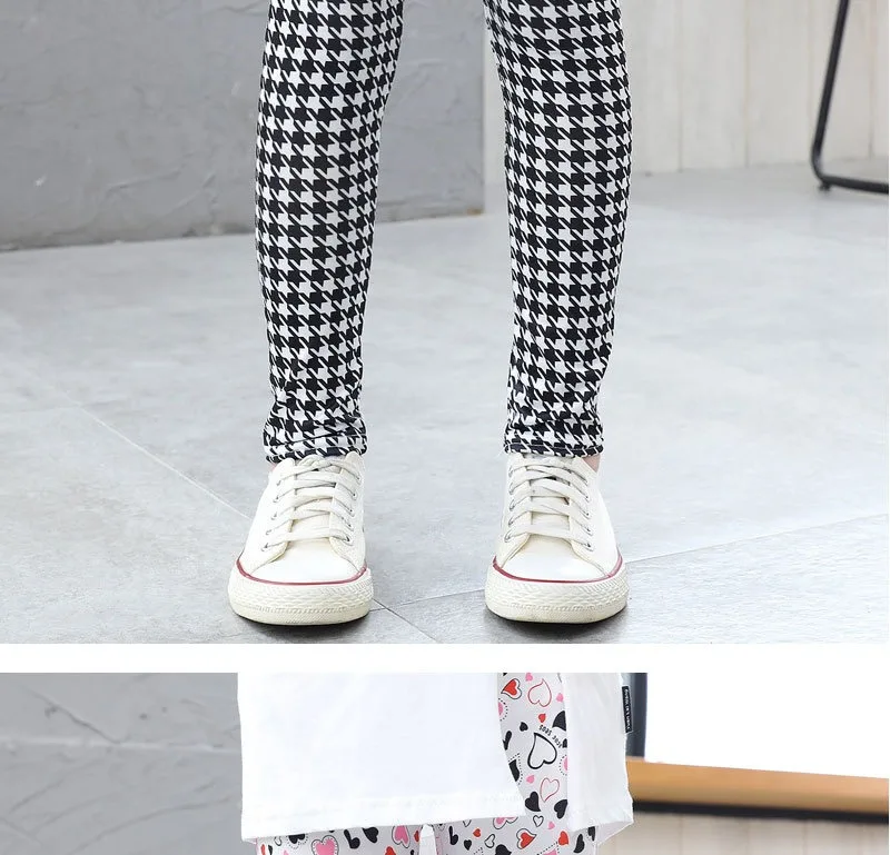 Girls' Pants Summer Thin Children's Elastic Leggings Baby Milk Screen Printed Floral Long Pants Slim Fit Ages 3-11Y