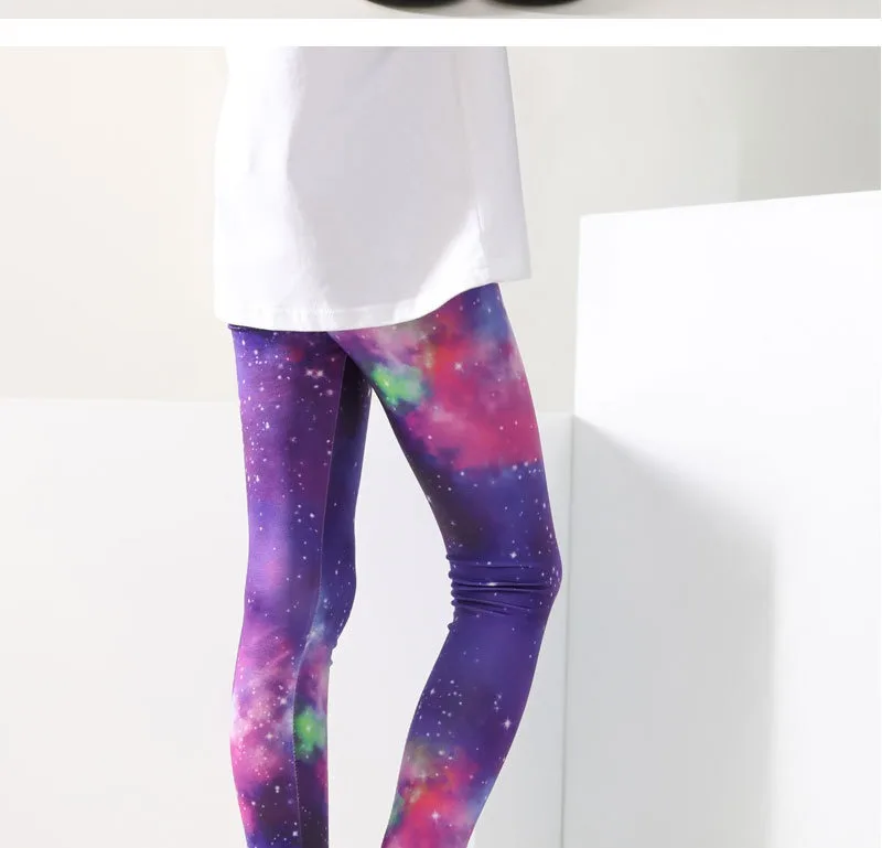 Girls' Pants Summer Thin Children's Elastic Leggings Baby Milk Screen Printed Floral Long Pants Slim Fit Ages 3-11Y