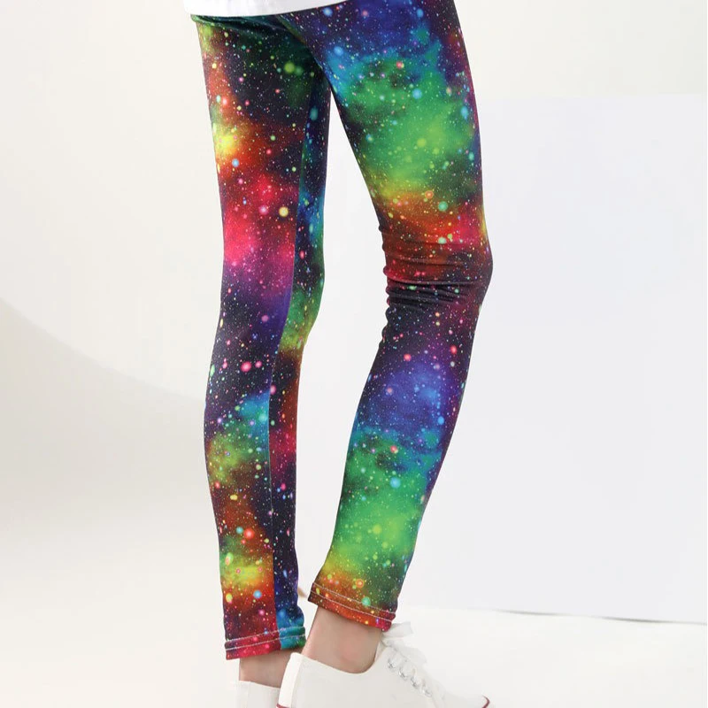 Girls' Pants Summer Thin Children's Elastic Leggings Baby Milk Screen Printed Floral Long Pants Slim Fit Ages 3-11Y