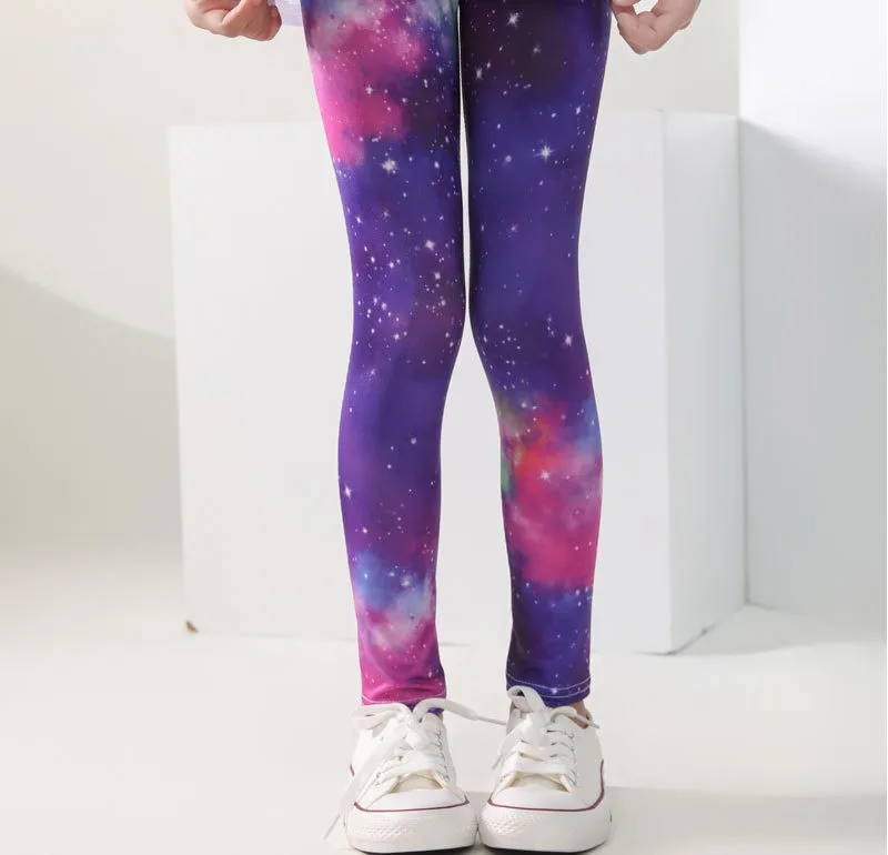 Girls' Pants Summer Thin Children's Elastic Leggings Baby Milk Screen Printed Floral Long Pants Slim Fit Ages 3-11Y