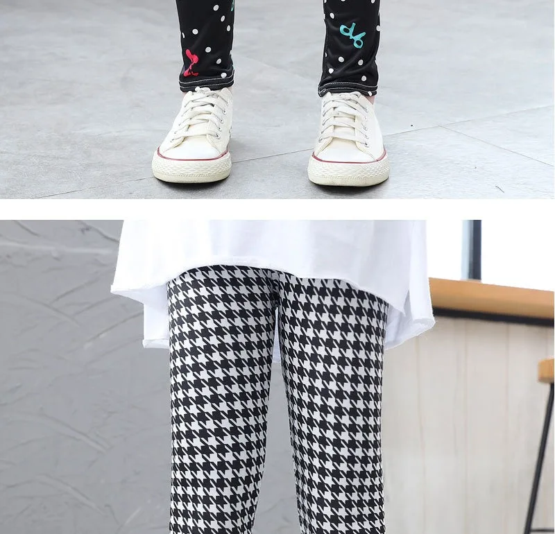 Girls' Pants Summer Thin Children's Elastic Leggings Baby Milk Screen Printed Floral Long Pants Slim Fit Ages 3-11Y