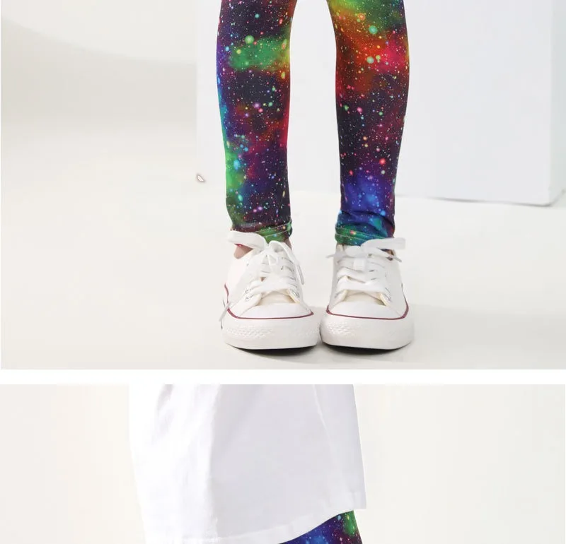 Girls' Pants Summer Thin Children's Elastic Leggings Baby Milk Screen Printed Floral Long Pants Slim Fit Ages 3-11Y