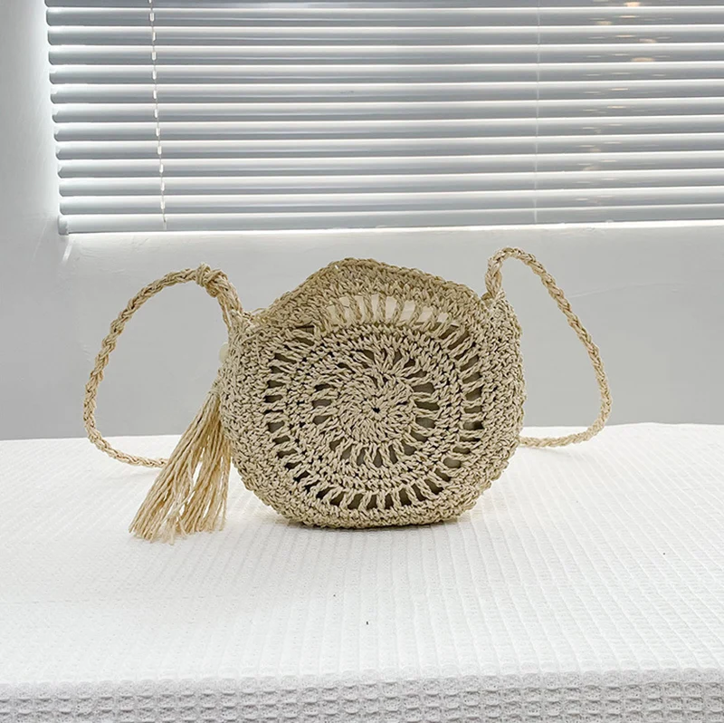Fashion Hollow Out Shoulder Bags Casual Straw Crossbody Small Round Bag Purse Tassel Messenger Handbags bolsa feminina