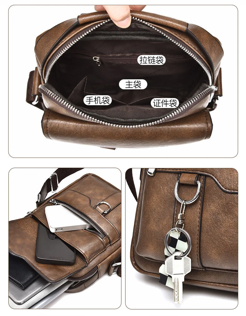 Luxury Brand Vintage Messenger Bag Men Leather Shoulder Bags For Men Crossbody Bag Male Side Bag Small Office Business Handbag