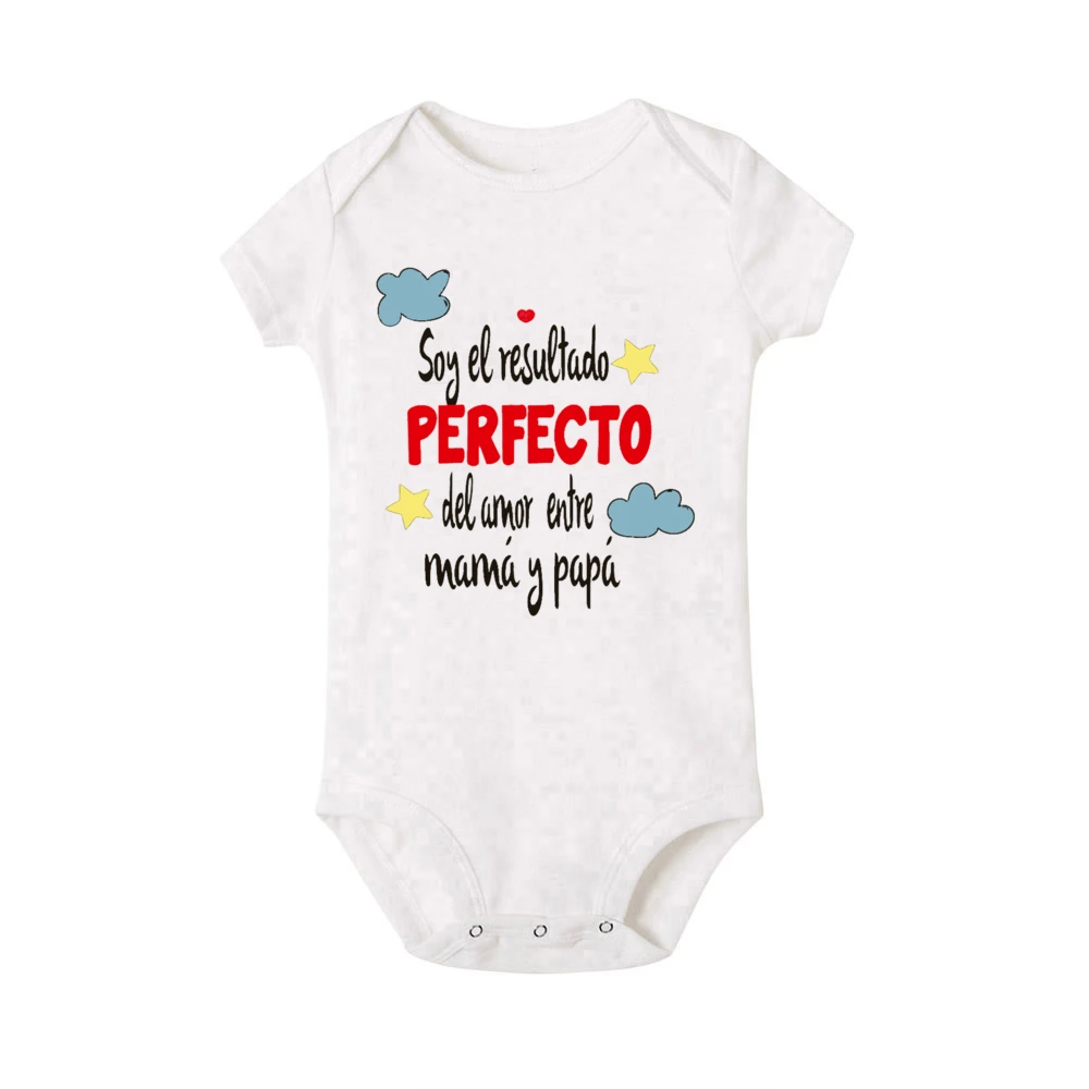 Funny Spanish Printed Baby Bodysuit Newborn Short Sleeve Romper Cute Boys Girls Outfits Toddler Summer Clothes Infant Jumpsuit