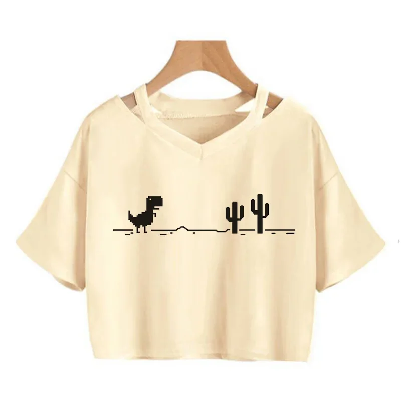 2000s Y2k Print Women Tee Shirt Harajuku Gothic Cropped Mange Tshirt Funny Graphic T-shirt Korean Style Casual Crop Tops Female
