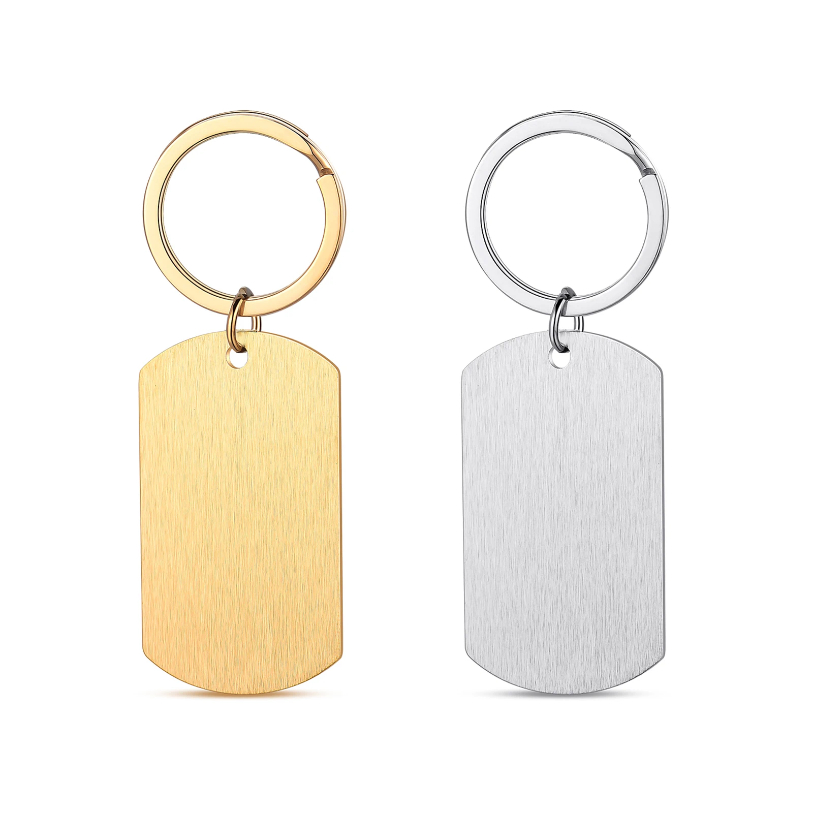 5Pcs ID Dog Tag Stainless Steel Keychain Military Army Keyring For Men Womens Punk Metal Smooth Army Tag Key Chain Gift