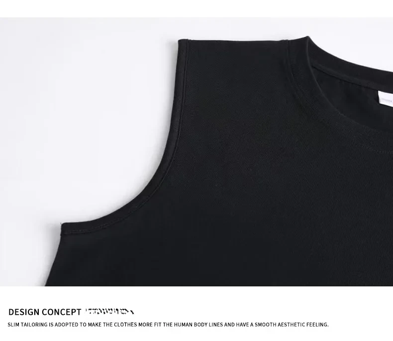 100% Cotton Mens Oversized T-shirt Sleeveless Tank Top Solid Color Fitness Muscle Vests Bodybuilding T Shirt For Men Tees 230g