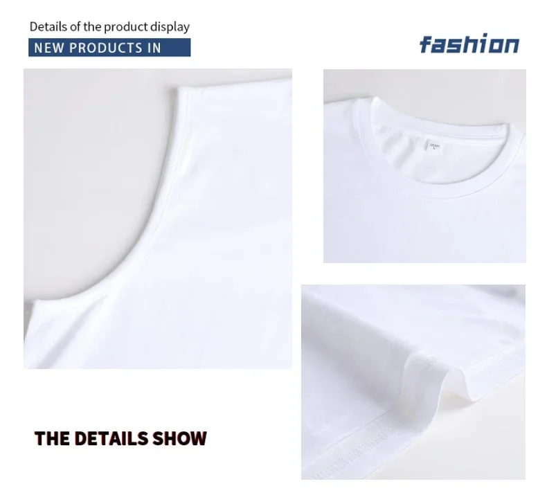 100% Cotton Mens Oversized T-shirt Sleeveless Tank Top Solid Color Fitness Muscle Vests Bodybuilding T Shirt For Men Tees 230g