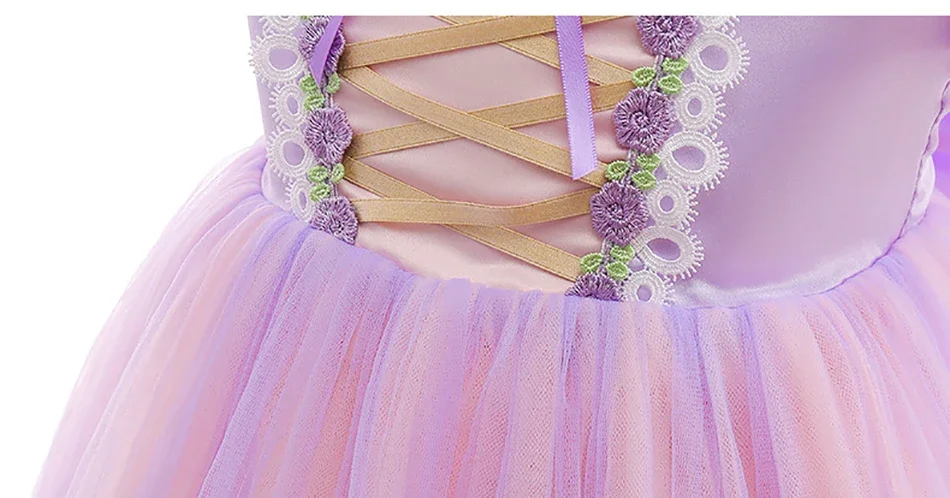Girls New Fancy Girl Embroidered Flower Rapunzel Princess Party Dress Christmas Baby Girls Sofia Puff Sleeve Infants Ball Gowns