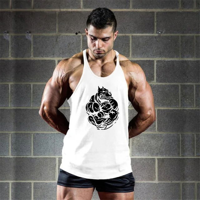 Brand Bodybuilding Clothing Fitness Mens Muscle Vest Summer Letters Print Sleeveless Shirt Gyms Stringer Tank Top Men Tank Top