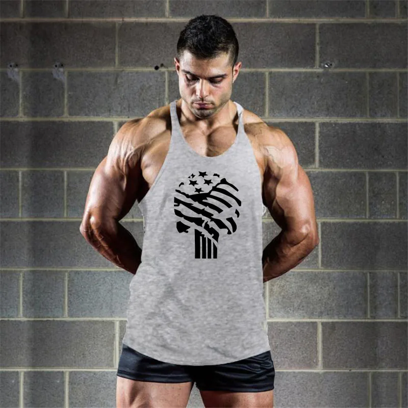 Brand Bodybuilding Clothing Fitness Mens Muscle Vest Summer Letters Print Sleeveless Shirt Gyms Stringer Tank Top Men Tank Top