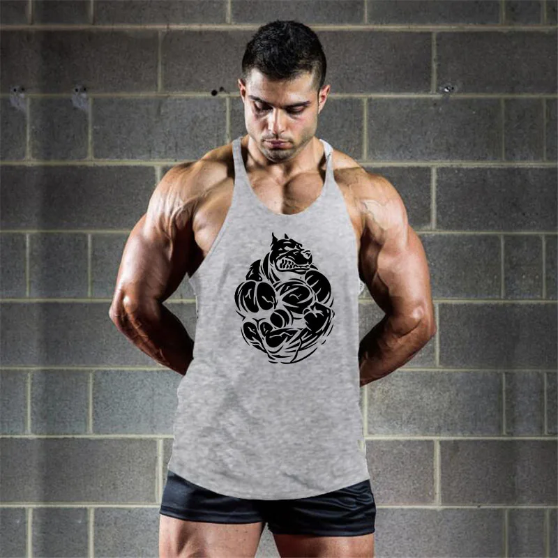 Brand Bodybuilding Clothing Fitness Mens Muscle Vest Summer Letters Print Sleeveless Shirt Gyms Stringer Tank Top Men Tank Top