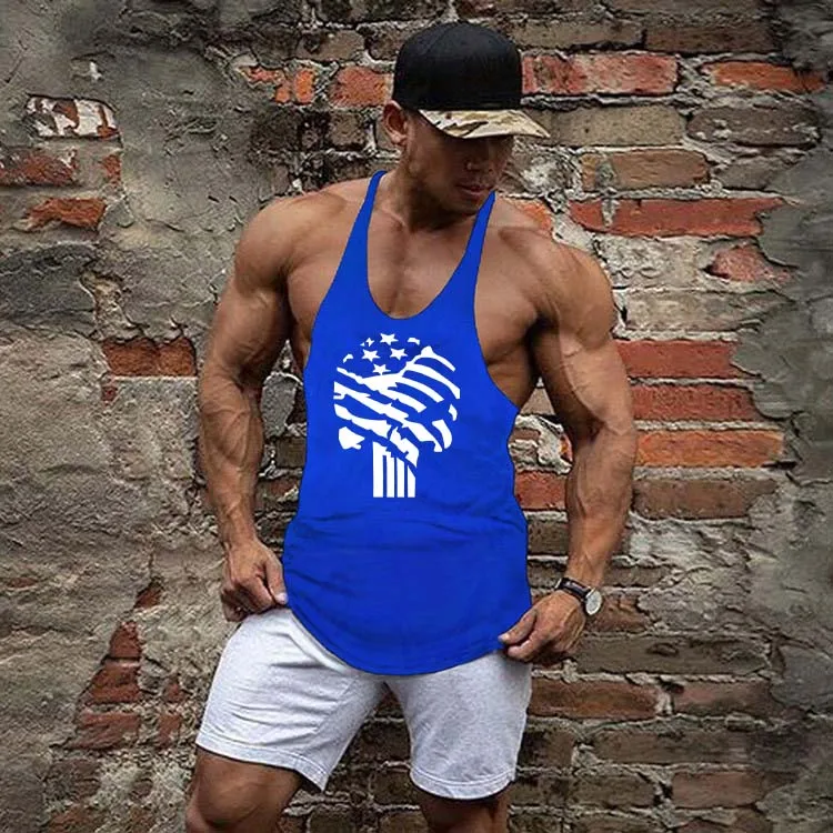Brand Bodybuilding Clothing Fitness Mens Muscle Vest Summer Letters Print Sleeveless Shirt Gyms Stringer Tank Top Men Tank Top