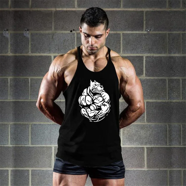 Brand Bodybuilding Clothing Fitness Mens Muscle Vest Summer Letters Print Sleeveless Shirt Gyms Stringer Tank Top Men Tank Top